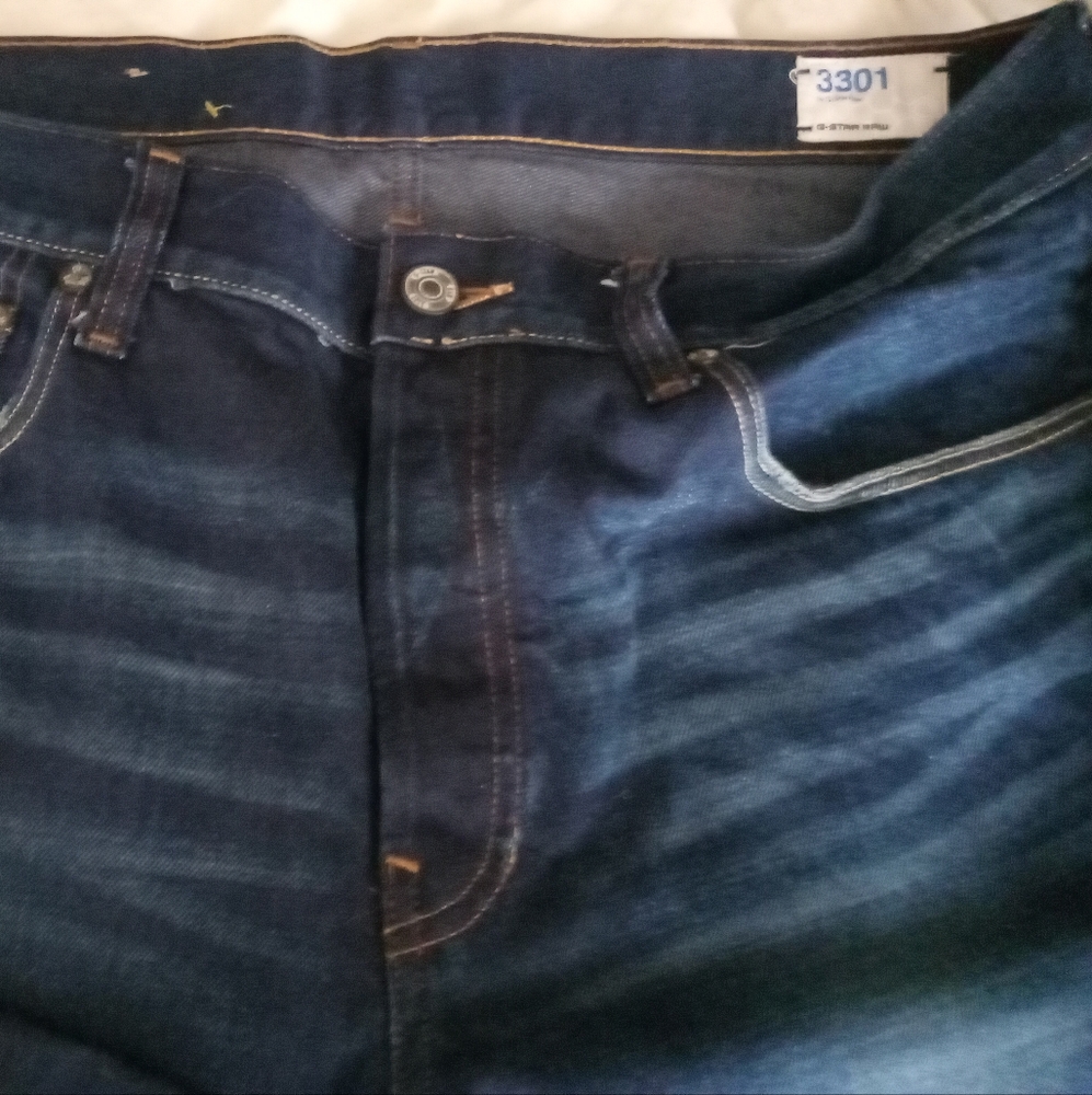 G-STAR Men's RAW DENIM Jack Pant Straight Leg Button Fly Jeans Size 36 by 34